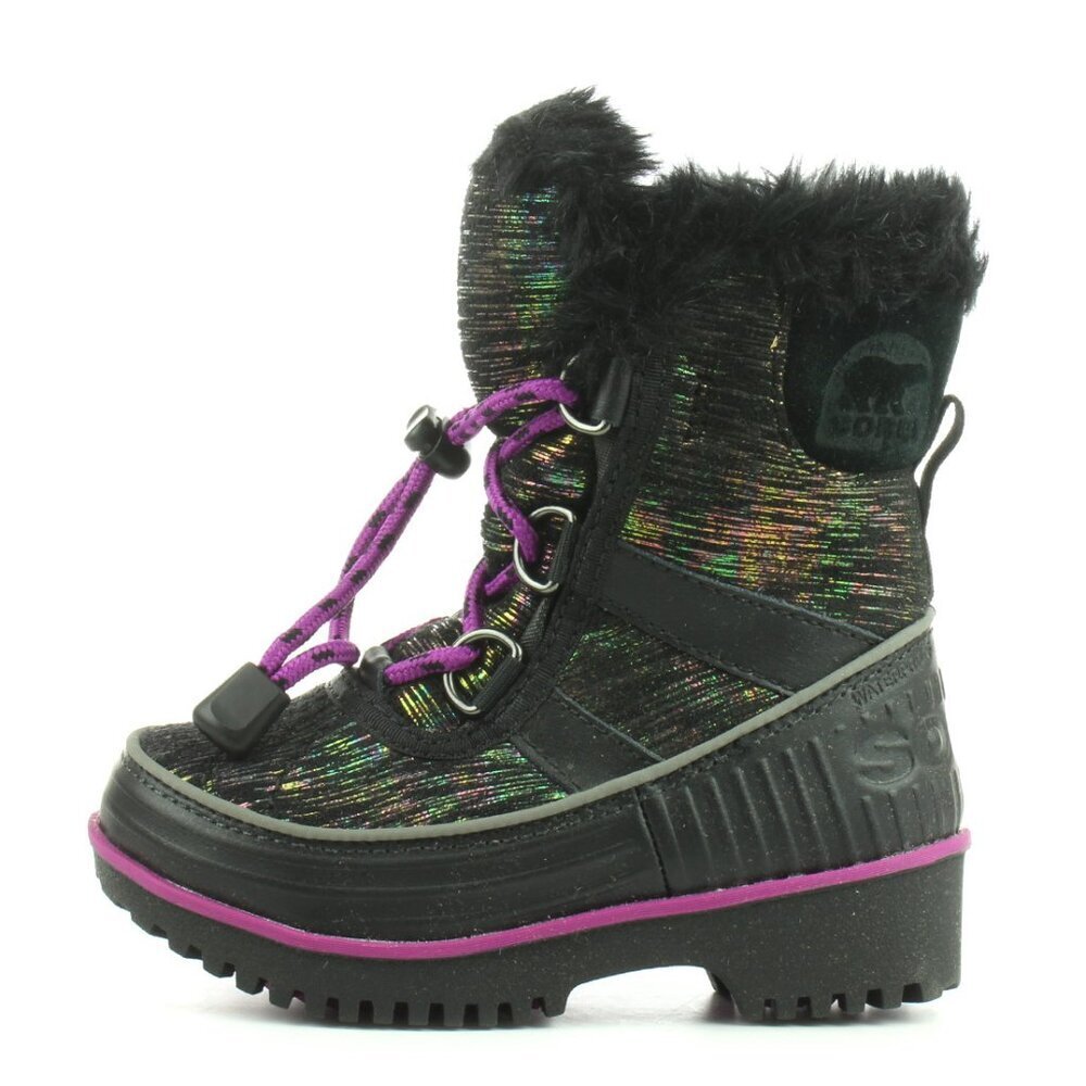 SOREL Tivoli II Children's Boots Black Metallic Warm Waterproof Fleece - Size 8